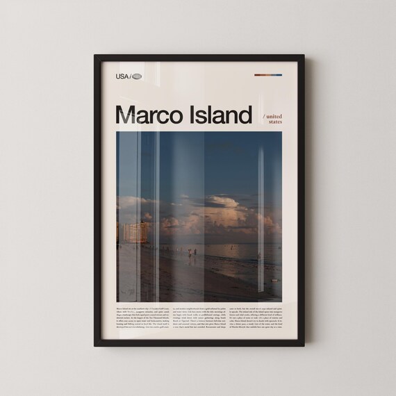 Marco Island Florida Sunset Beach Evening Sky Editorial Travel Poster