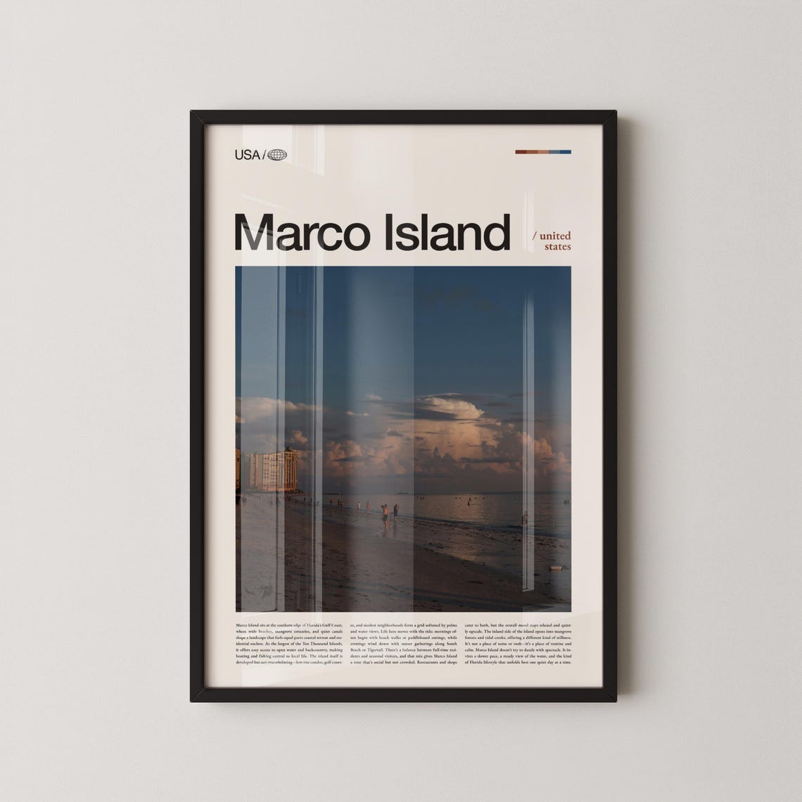 Marco Island Florida Sunset Beach Evening Sky Editorial Travel Poster