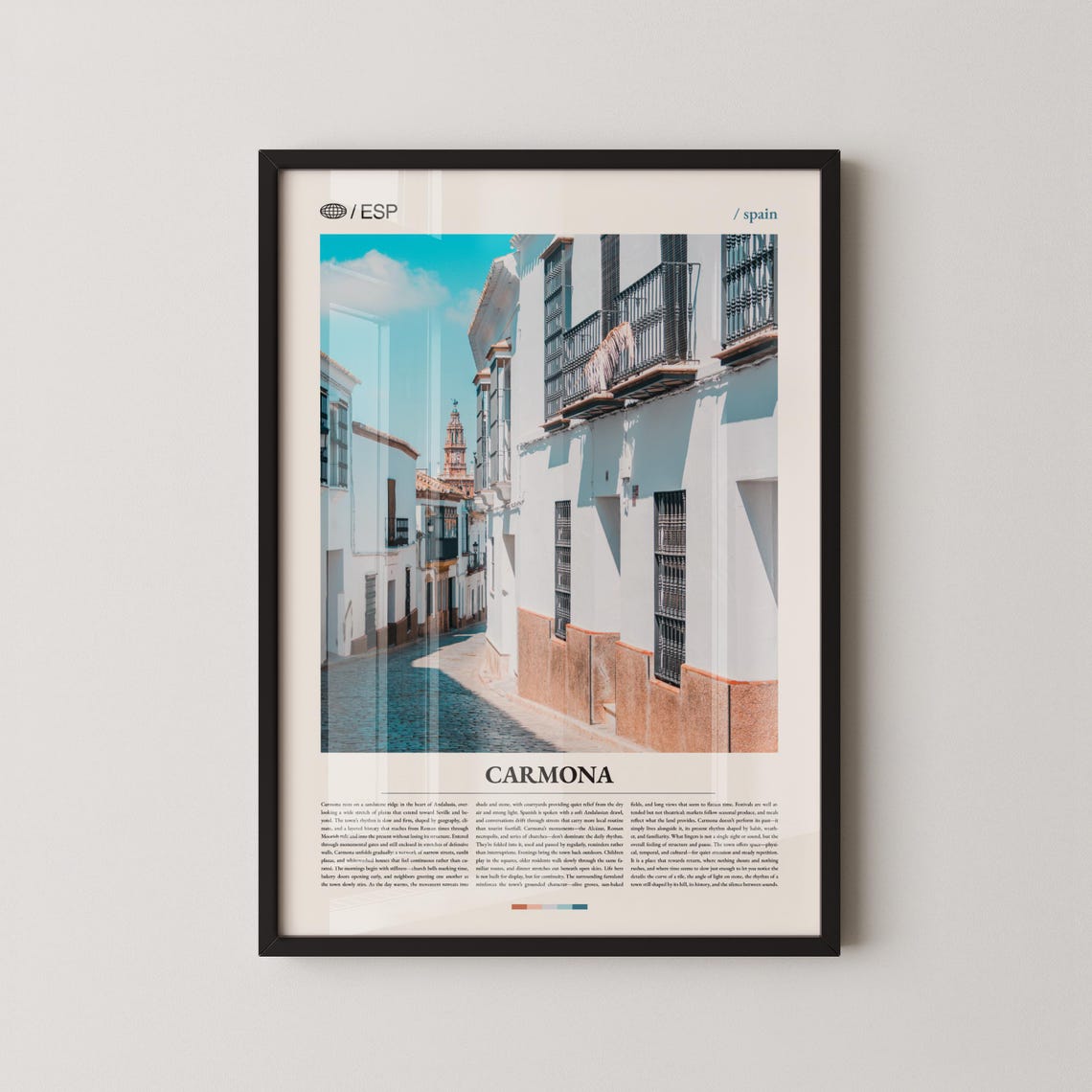 Carmona Spain Sunlit Whitewashed Old Town Street Travel Poster