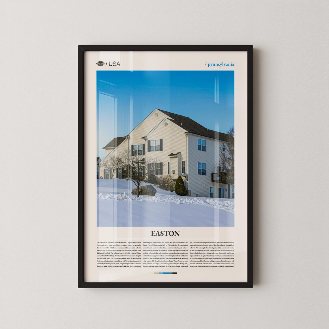 Easton Pennsylvania Snowy Suburban House Winter Neighborhood Poster