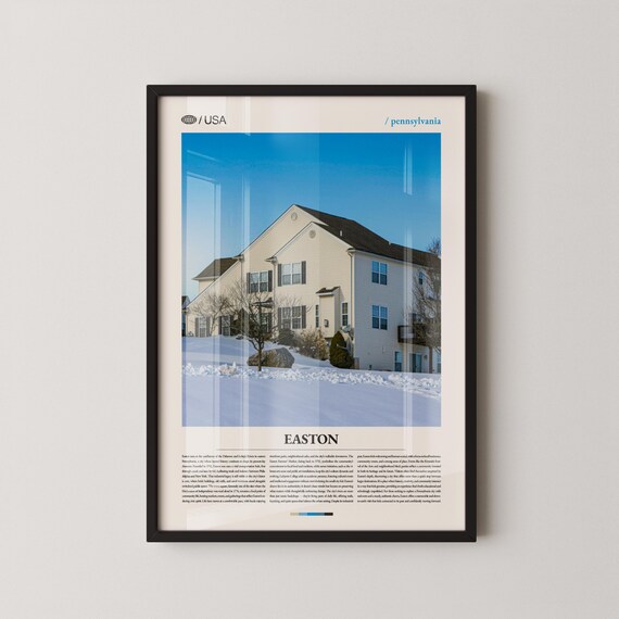 Easton Pennsylvania Snowy Suburban House Winter Neighborhood Poster