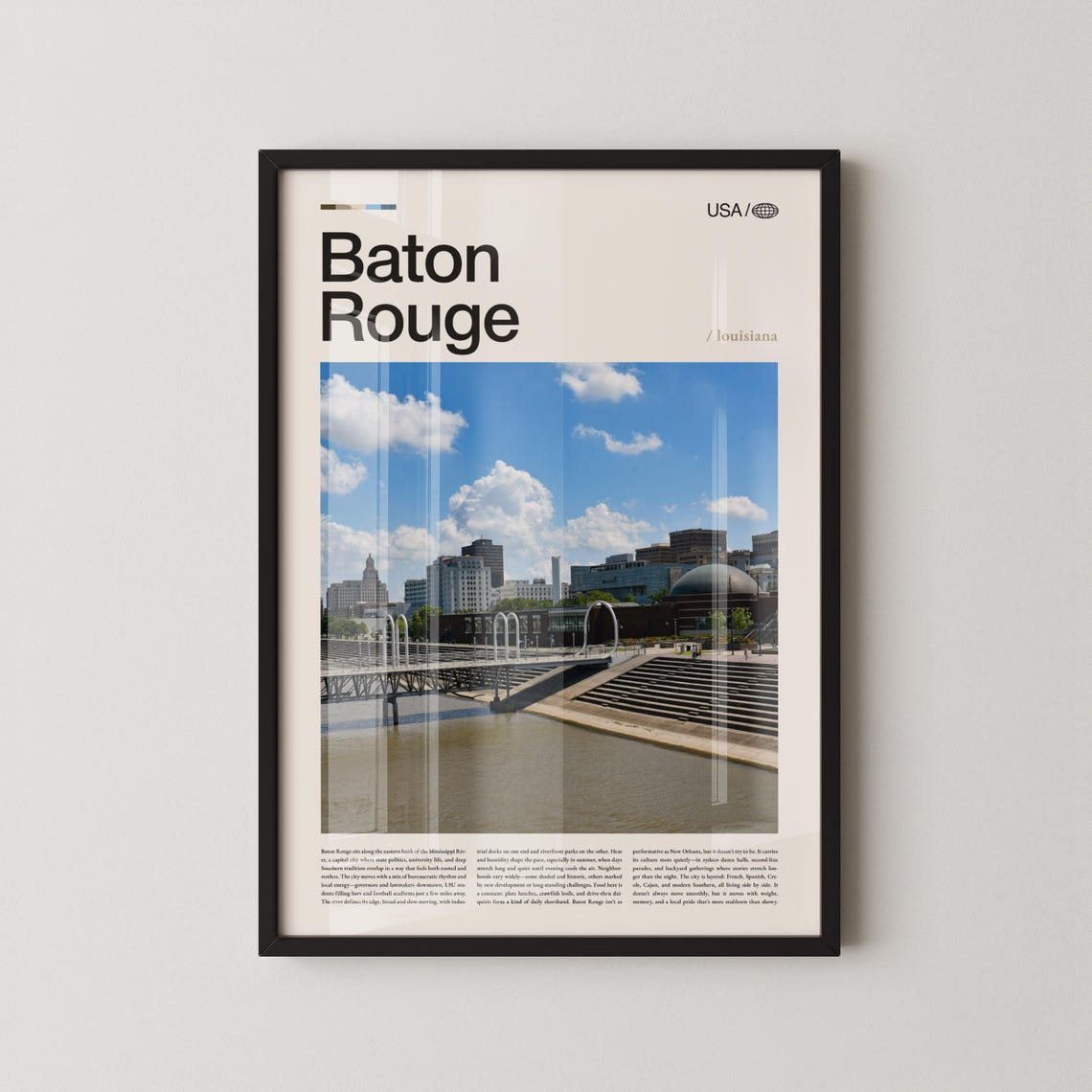 Baton Rouge Louisiana Riverfront Minimalist Travel Photo Poster