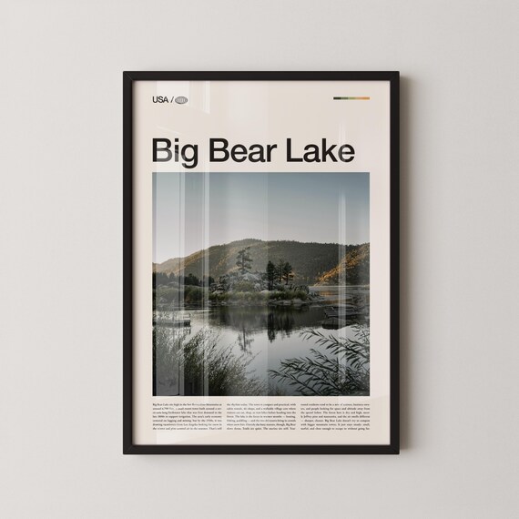Big Bear Lake Print Wall Art Poster Photo Mountain Resort Boulder Bay