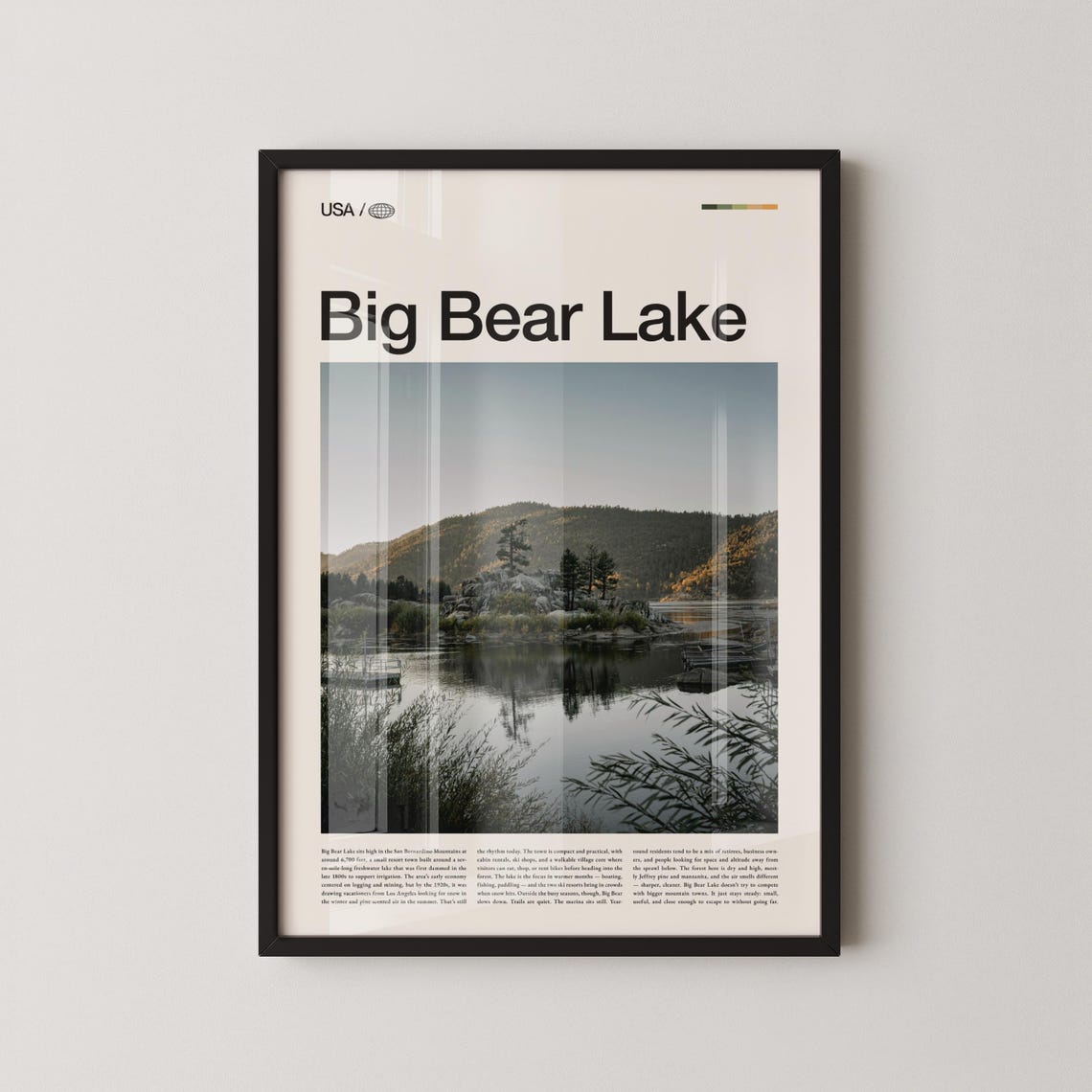 Big Bear Lake Aerial Mountain Road Through Pine Forest Travel Poster