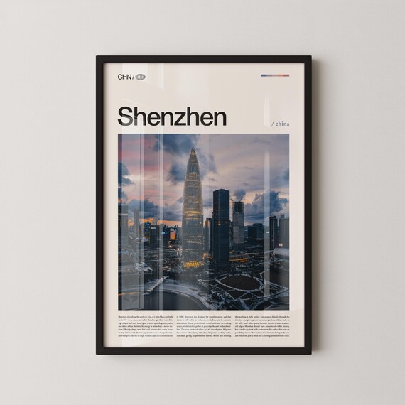 Shenzhen Skyscraper Night City Lights China Futuristic Photo Poster