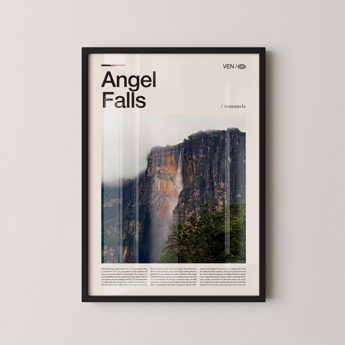 Angel Falls Venezuela Waterfall Canaima Nature Adventure Travel Poster