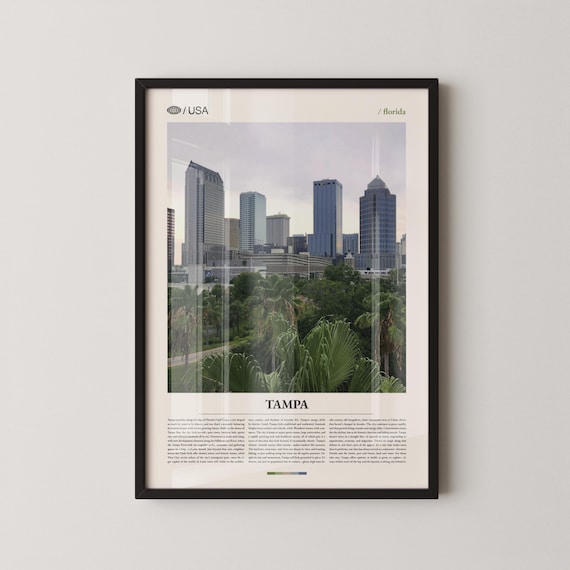 Tampa Florida Downtown Skyline Behind Palm Trees Photo Poster