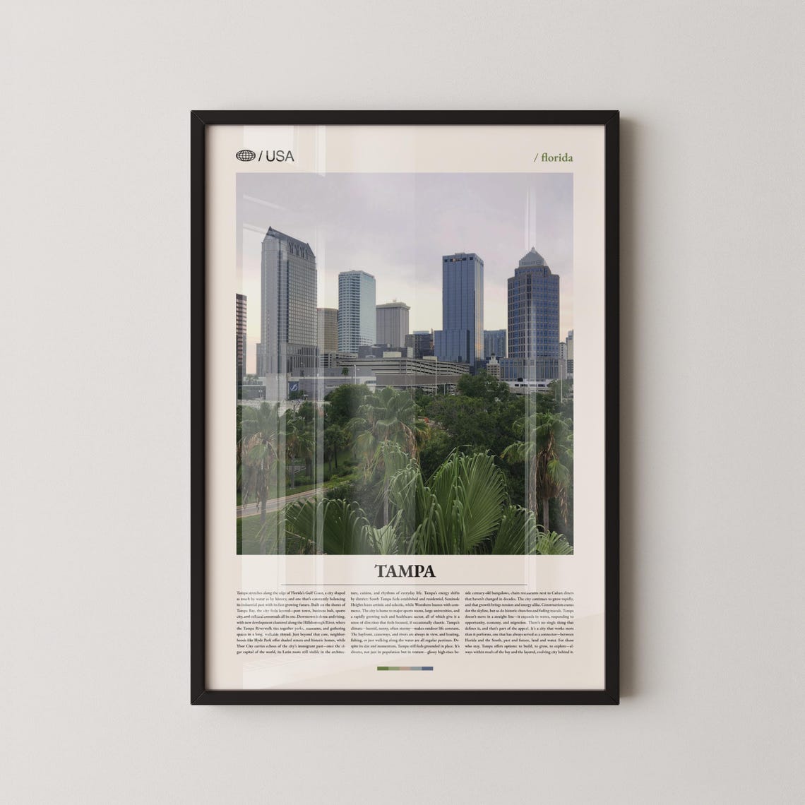 Tampa Florida Downtown Skyline Behind Palm Trees Photo Poster