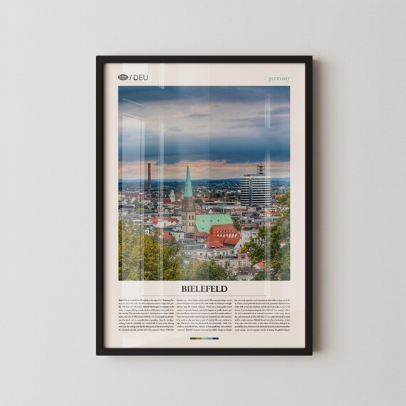 Bielefeld Germany Sunset Skyline Church Spire Photo Travel Poster
