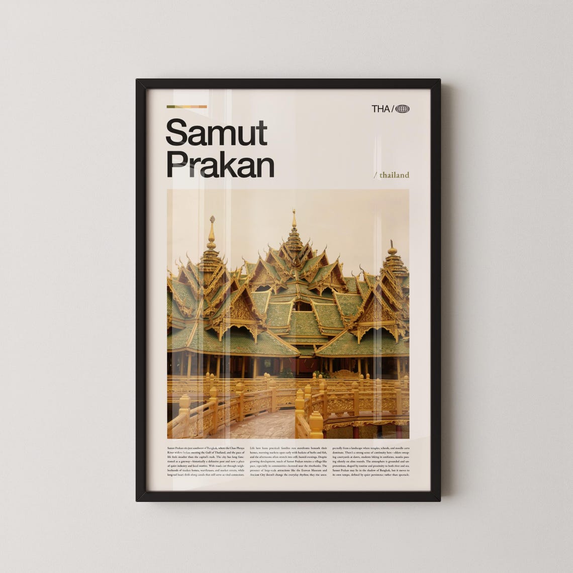 Samut Prakan Thailand Golden Temple Architecture Travel Poster