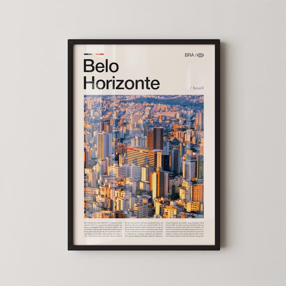Belo Horizonte Brazil Cityscape Sunset Minas Gerais Travel Poster