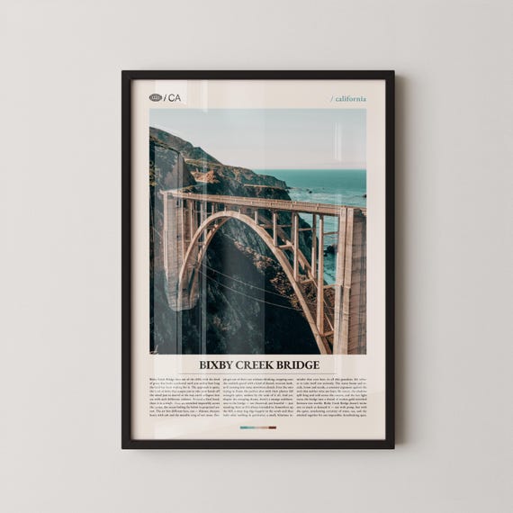 Bixby Creek Bridge Print Wall Art Poster Photo Big Sur Pacific Coas