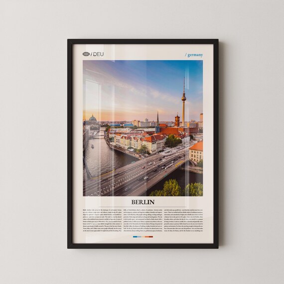 Berlin Germany Sunset Cityscape TV Tower Editorial Travel Poster