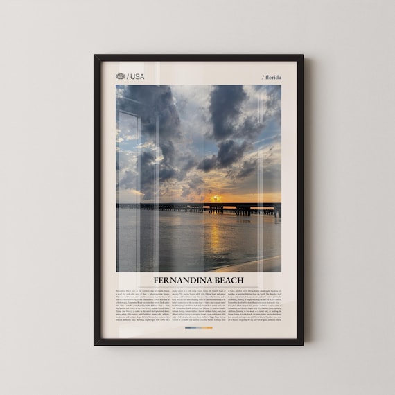 Fernandina Beach Florida Sunset Pier Dramatic Clouds Photo Poster