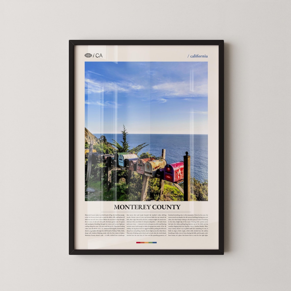 Monterey County California Mailbox Fence Coastal View Photo Poster