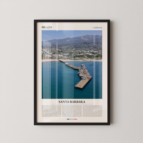 Santa Barbara Stearns Wharf Aerial Harbor Scenic View Photo Poster
