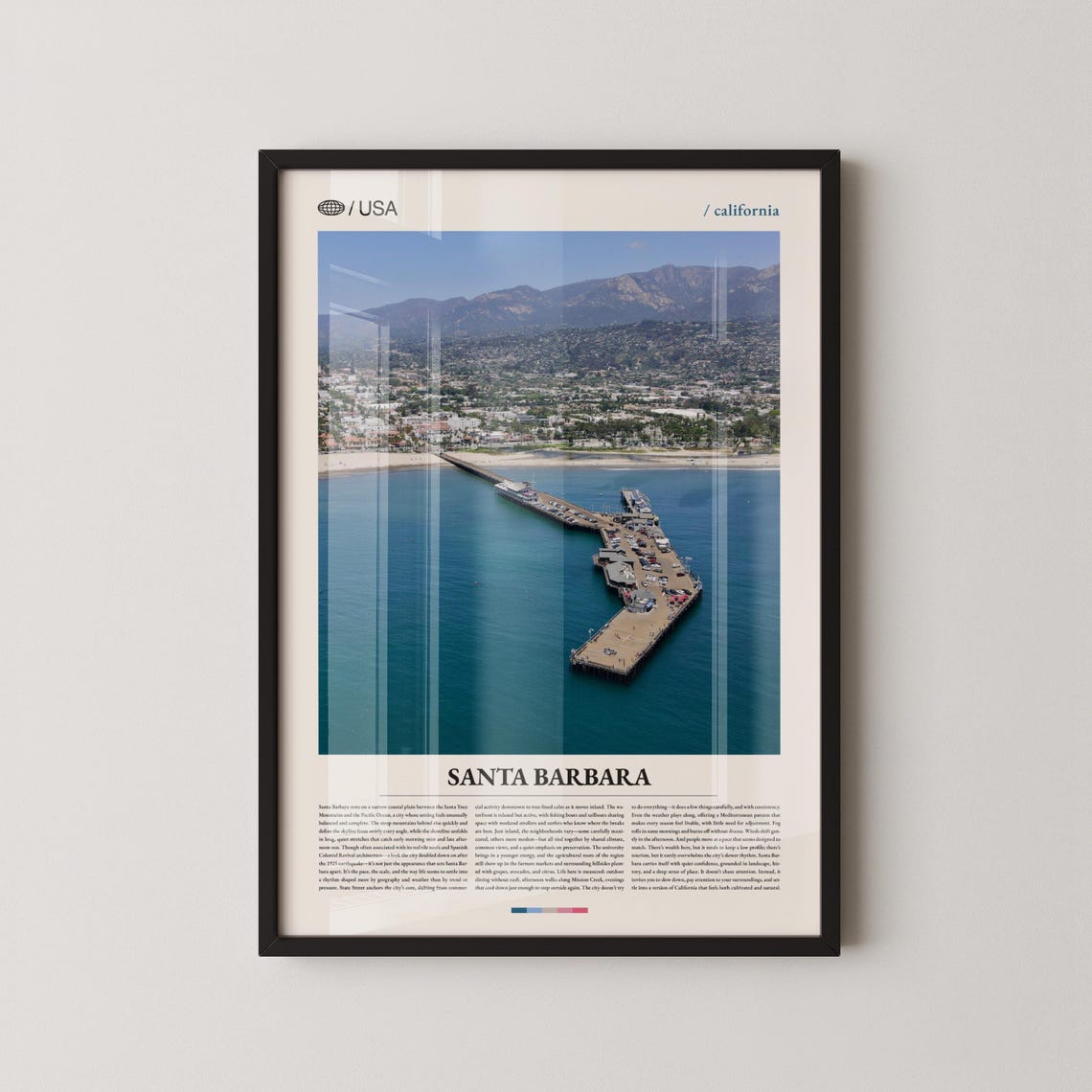 Santa Barbara Stearns Wharf Aerial Harbor Scenic View Photo Poster