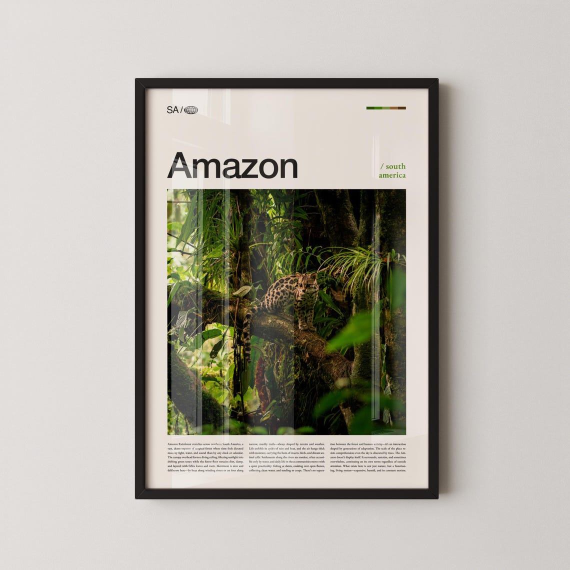 Amazon Rainforest Jaguar Resting Wildlife South America Travel Poster