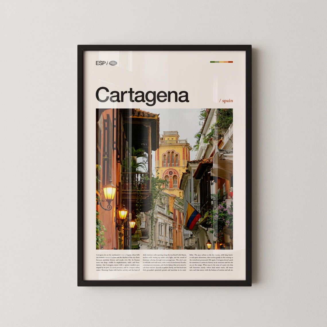 Cartagena Spain Minimalist Historic Colonial Street Travel Poster