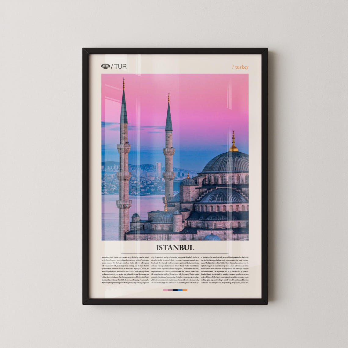 Istanbul Turkey Blue Mosque Sunset Domes Photography Travel Poster
