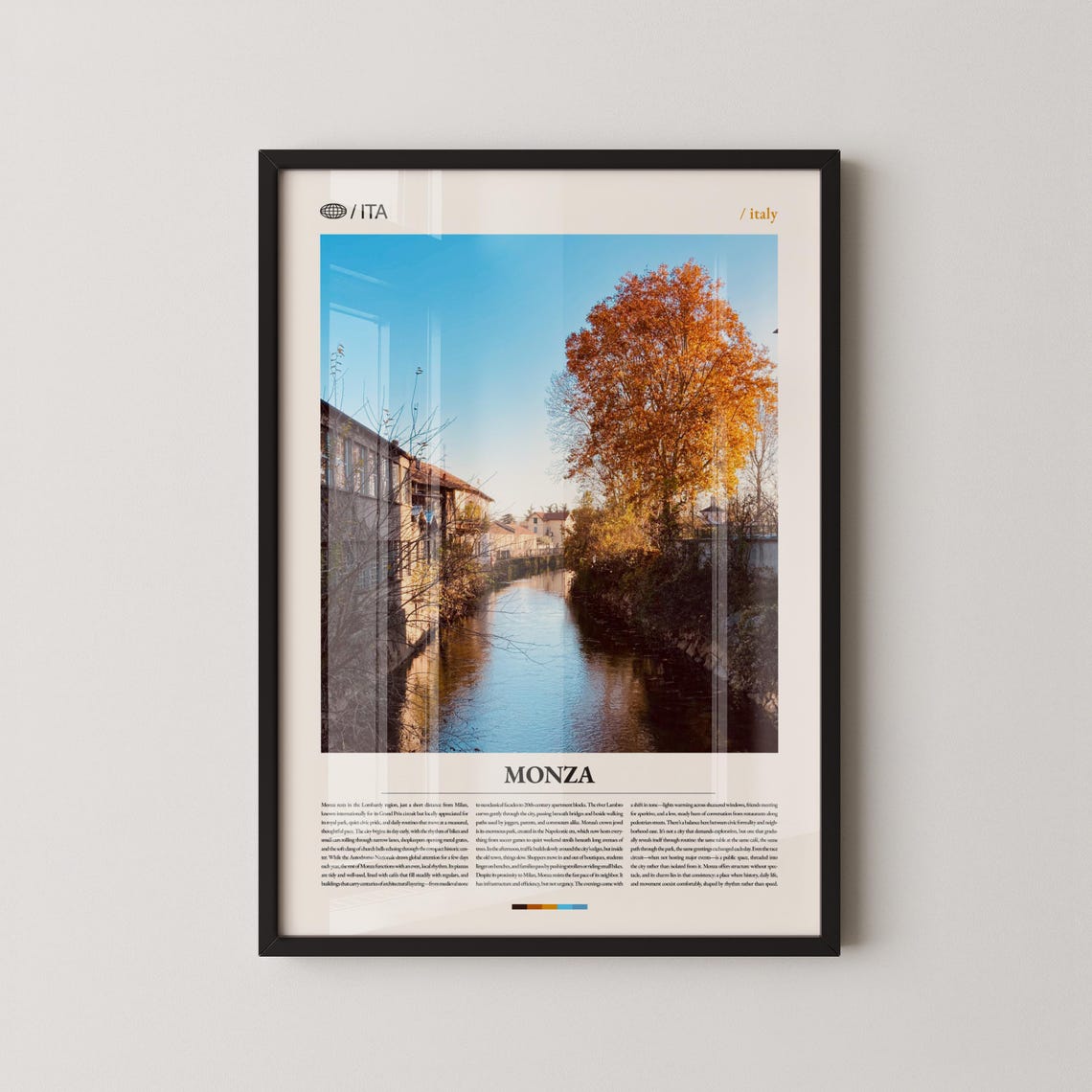 Monza Italy Autumn Canal Scene With Golden Trees Photo Poster