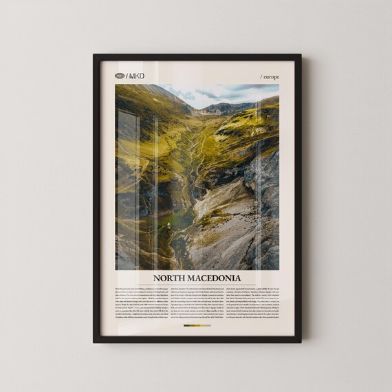 North Macedonia Mountain Valley Europe Travel Photography Poster