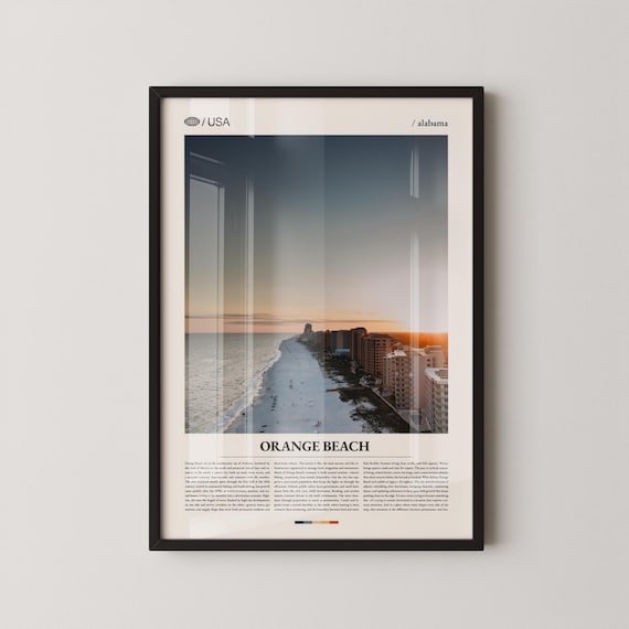 Orange Beach Alabama Sunset Aerial Gulf Coast Modern Travel Art Print