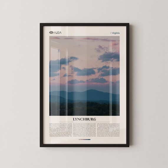 Lynchburg Virginia Blue Ridge Sunset Sky Travel Poster Classic Layout