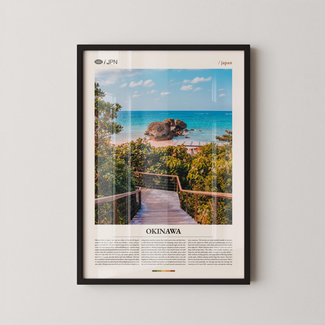 Okinawa Japan Coastal Boardwalk And Turquoise Bay Sunset Travel Poster