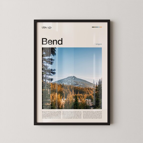 Bend Oregon Cascade Peak Mountain Landscape Adventure Poster