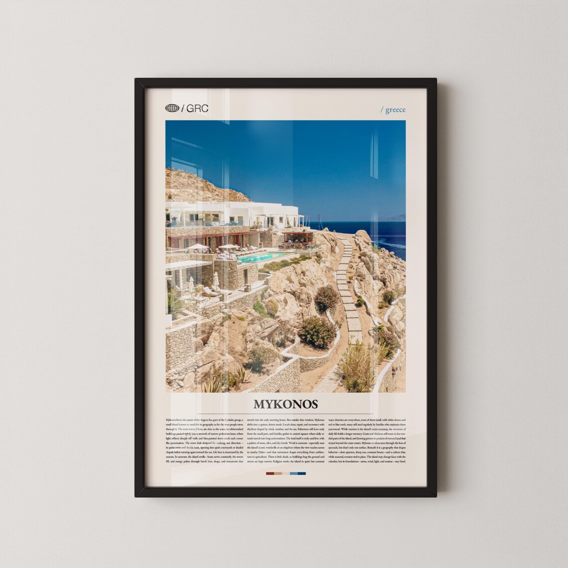 Mykonos Greece Travel Poster Aegean Coast Photography Editorial Art