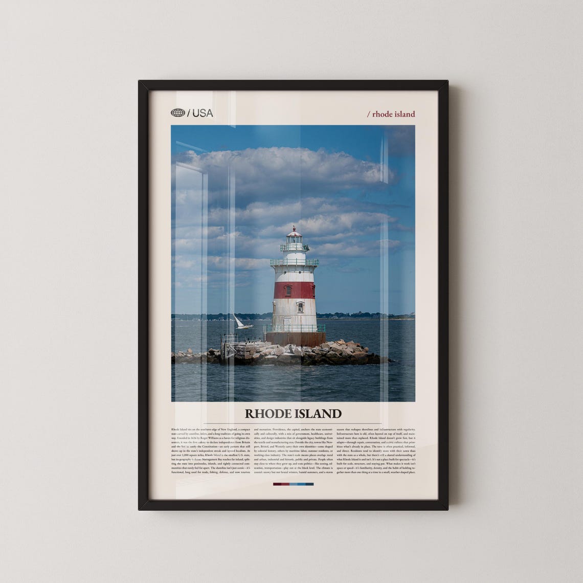 Rhode Island Coastal Lighthouse Bottom Title Travel Photo Poster