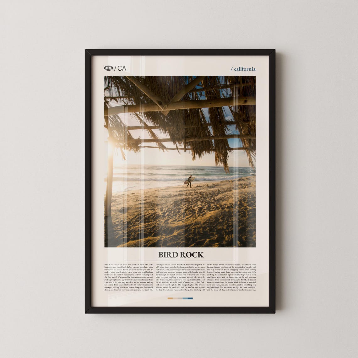 Bird Rock California Sunset Beach Surf Editorial Photo Poster