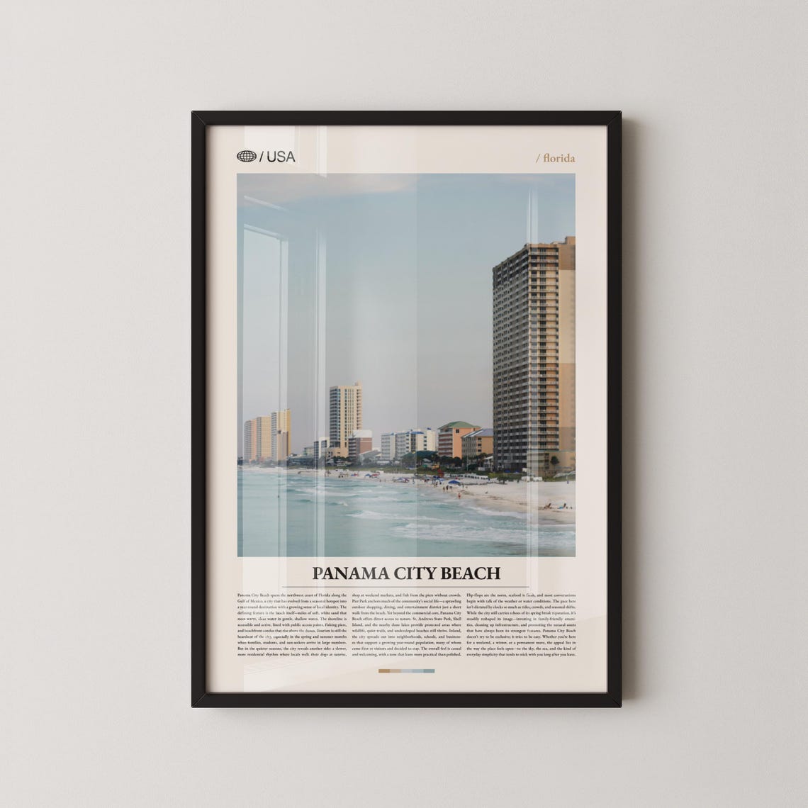 Panama City Beach Florida High Rise Coastline Ocean Travel Poster