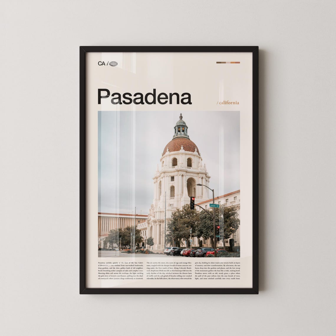 Pasadena City Hall Dome Close Up California Architecture Travel Poster