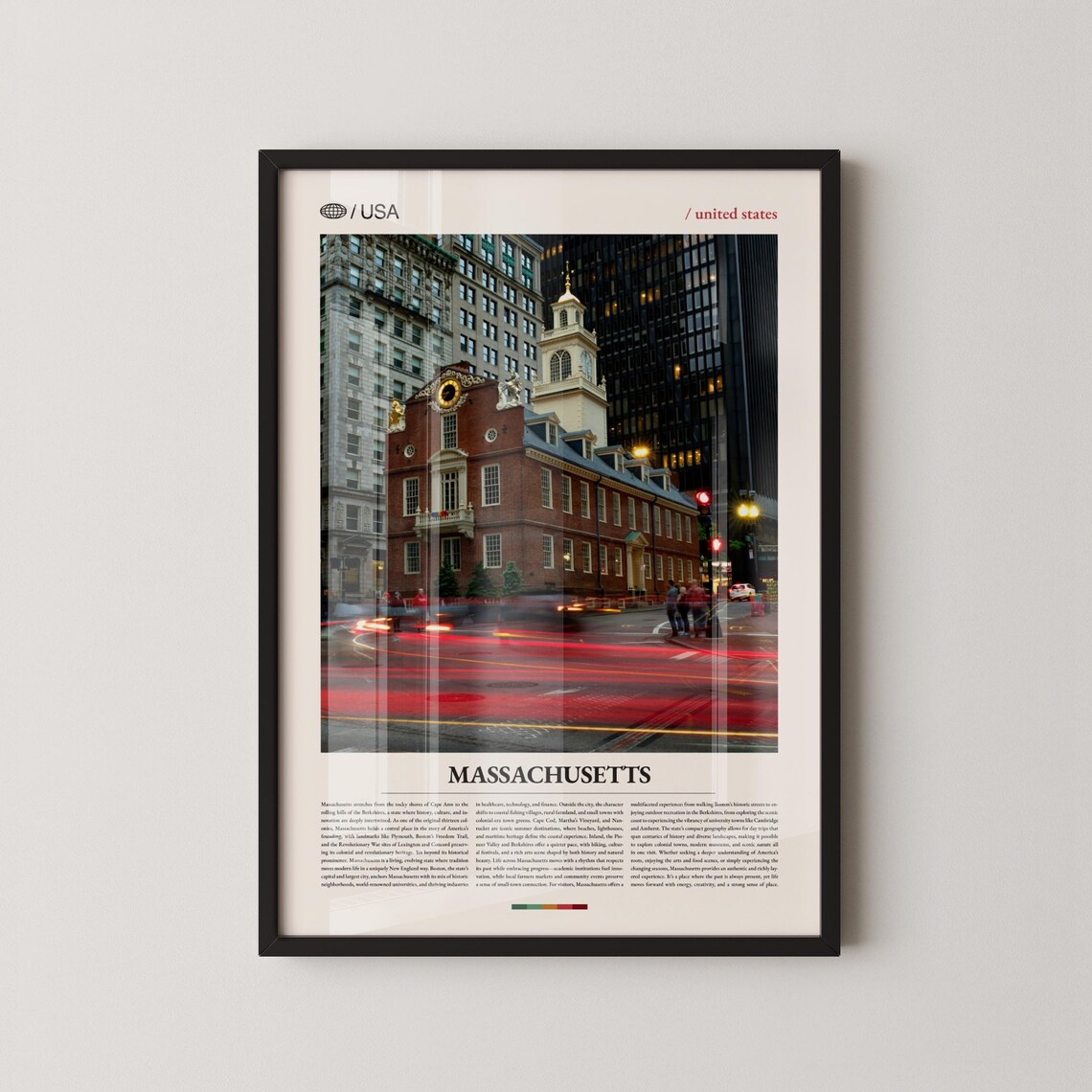 Massachusetts Boston Old State House Historic Night Photo Poster