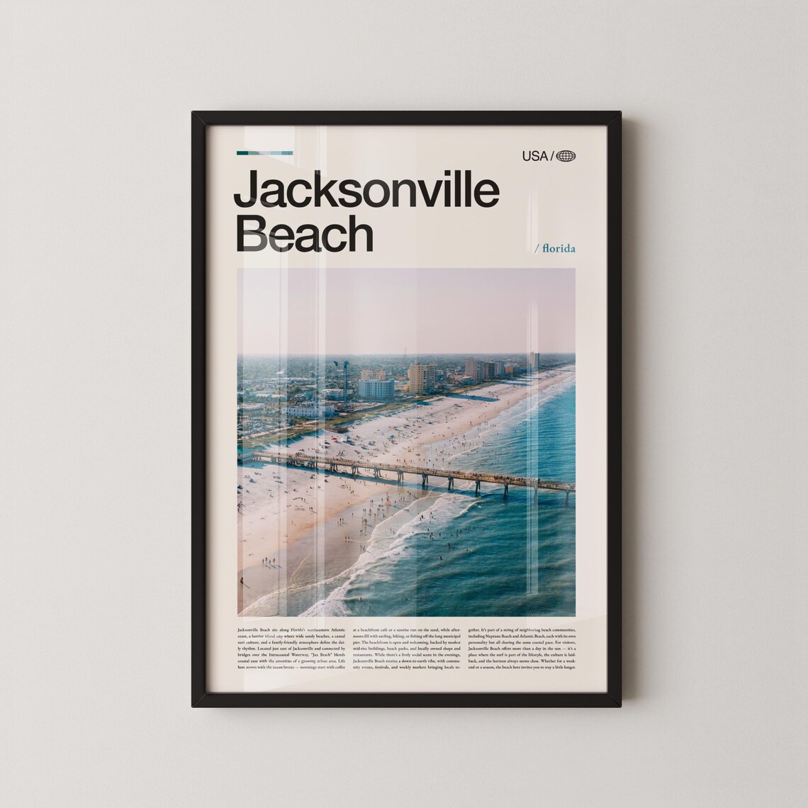 Jacksonville Beach Florida Atlantic Ocean Fishing Poster