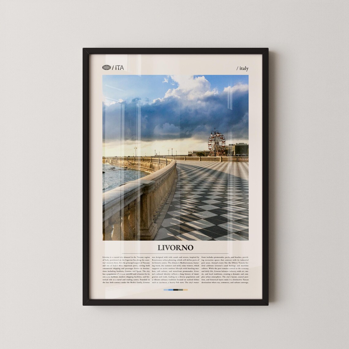 Livorno Italy Terrazza Mascagni Seafront Promenade Travel Poster