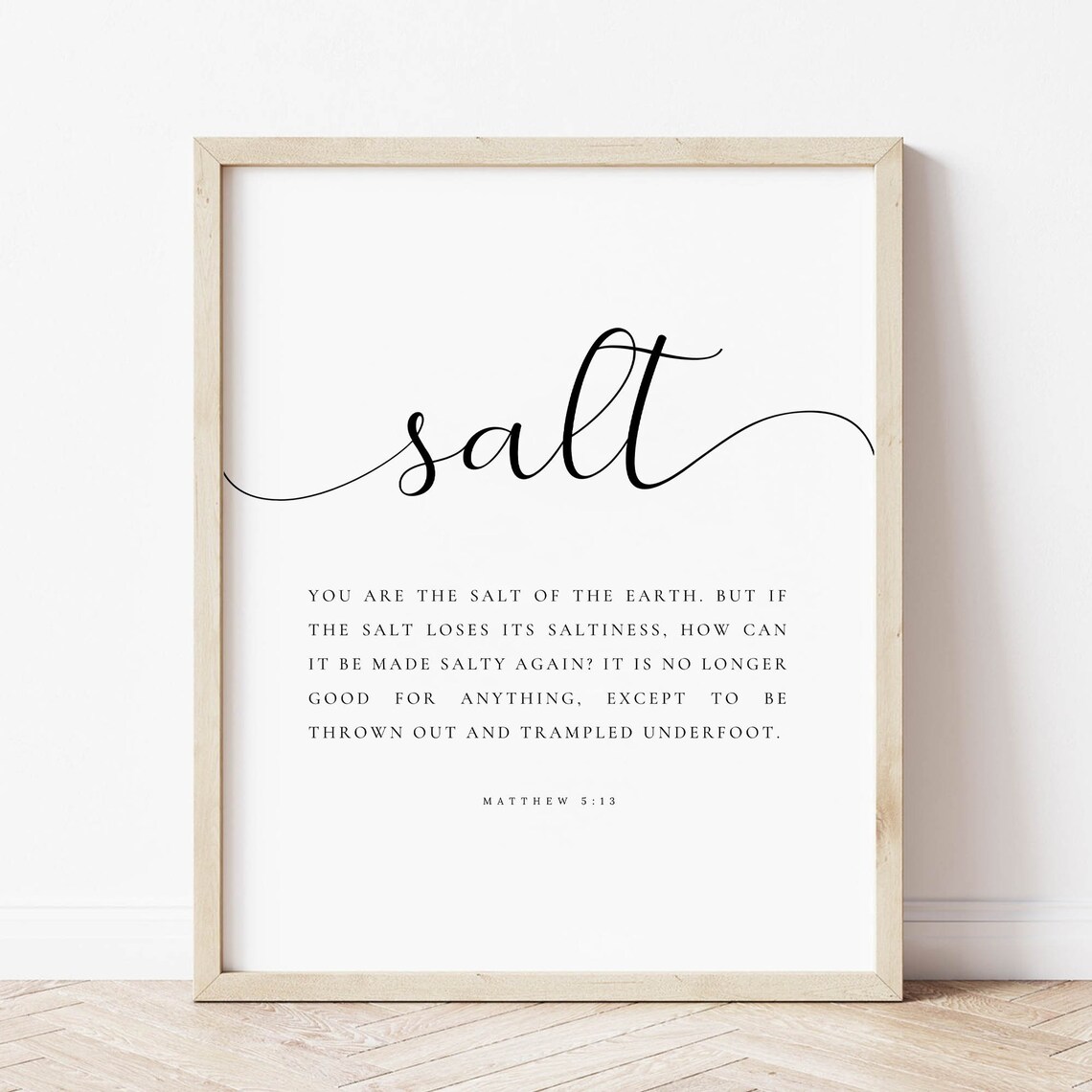 Salt Of The Earth Matthew 5:13 Elegant Script Bible Verse Poster - Image 2