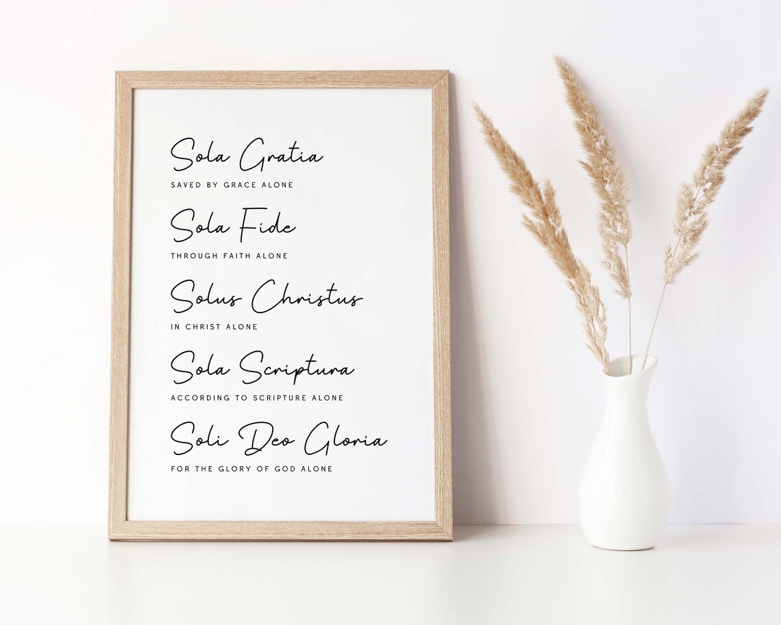 The Five Solas Of The Reformation Latin Script Typography Poster - Image 2