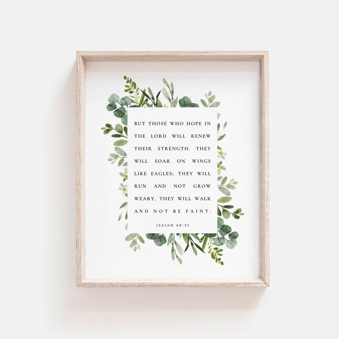 Isaiah 40:31 Wings Like Eagles Watercolor Framed Greenery Poster - Image 2