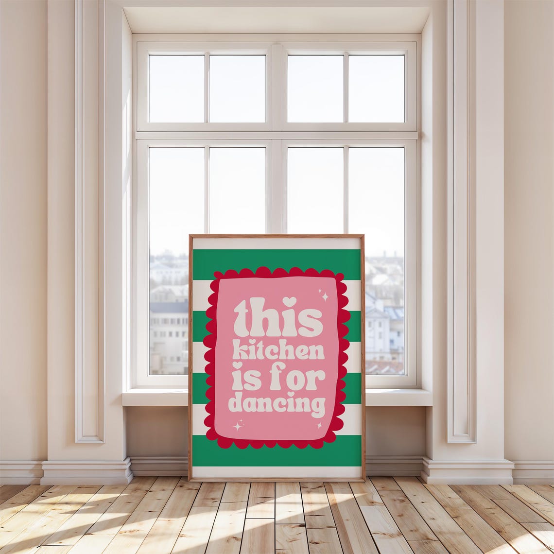 This Kitchen Is For Dancing Pink Retro Kitchen Quote Art Poster - Image 3