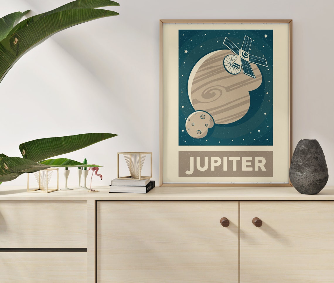 Jupiter Gas Giant Satellite Vintage Retro Solar System Space Poster - Image 3