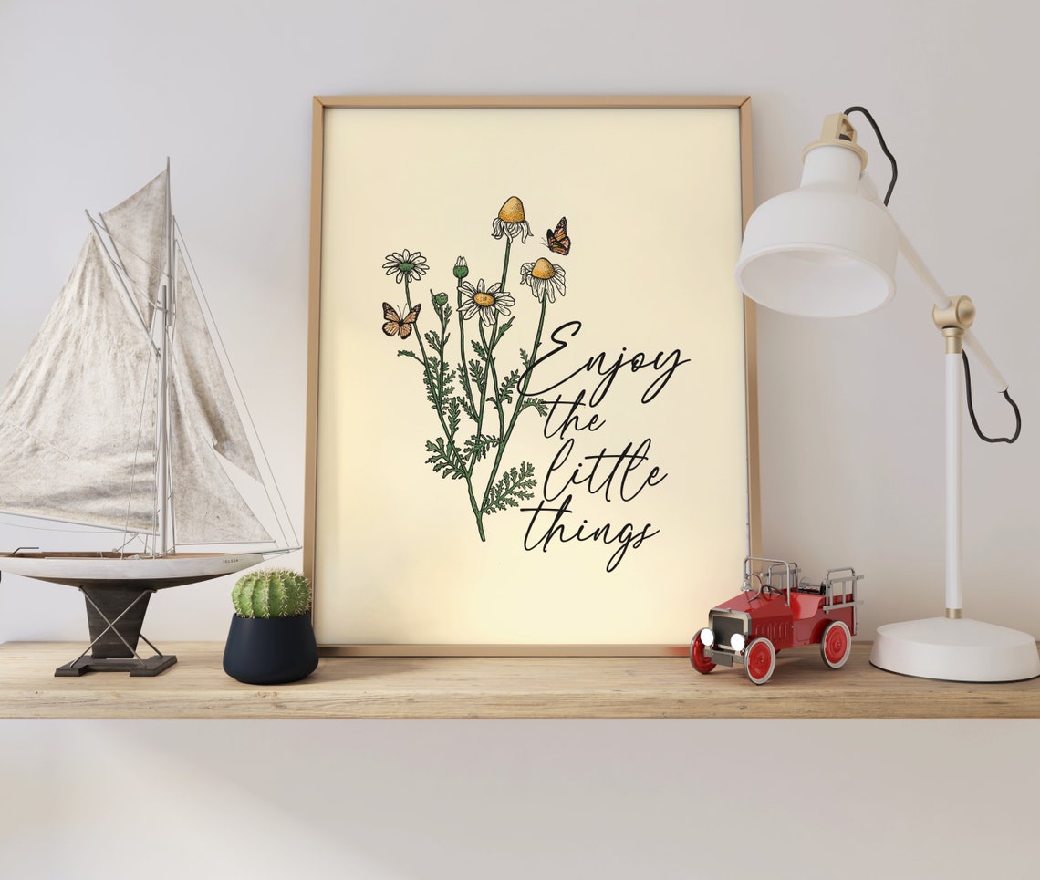 Enjoy The Little Things Wildflower Script Botanical Quote Poster - Image 2