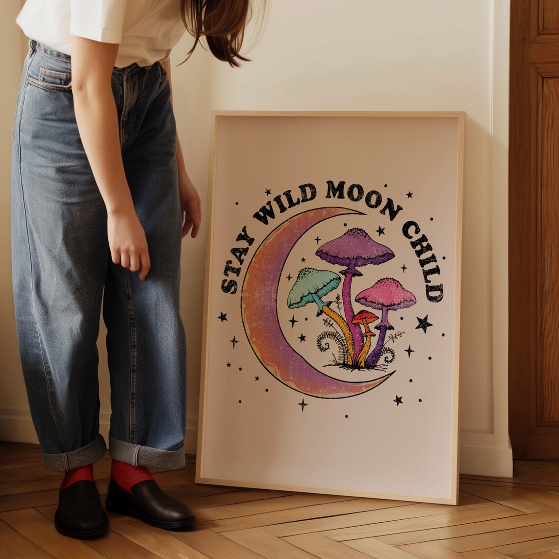 Stay Wild Moon Child Retro Quote Art Print - Image 4
