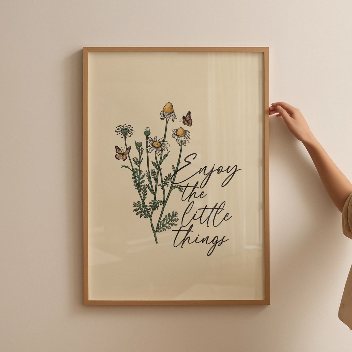 Enjoy The Little Things Wildflower Script Botanical Quote Poster