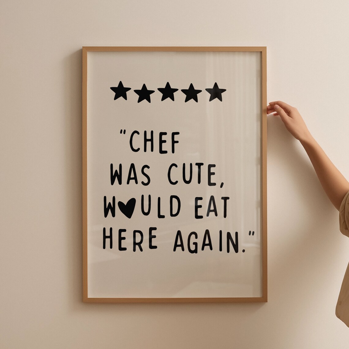 Aesthetic Kitchen Decor Cute Cooking Art Kitchen Wall Art Print Minimalist Heart Print Black Chef Art Print Print