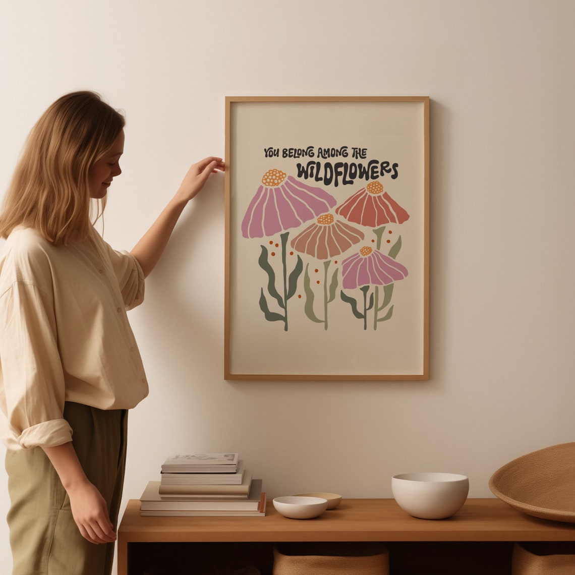 You Belong Among The Wildflowers Retro Floral Art Wall Poster - Image 2