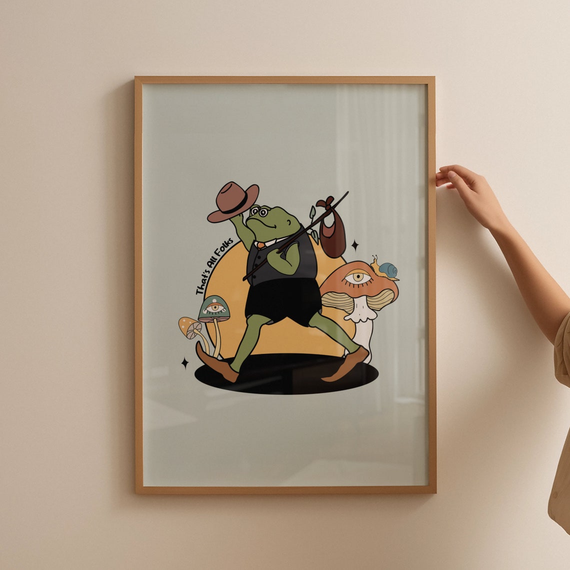 Thats All Folks Frog Mushroom Whimsical Storybook Wall Poster - Image 4