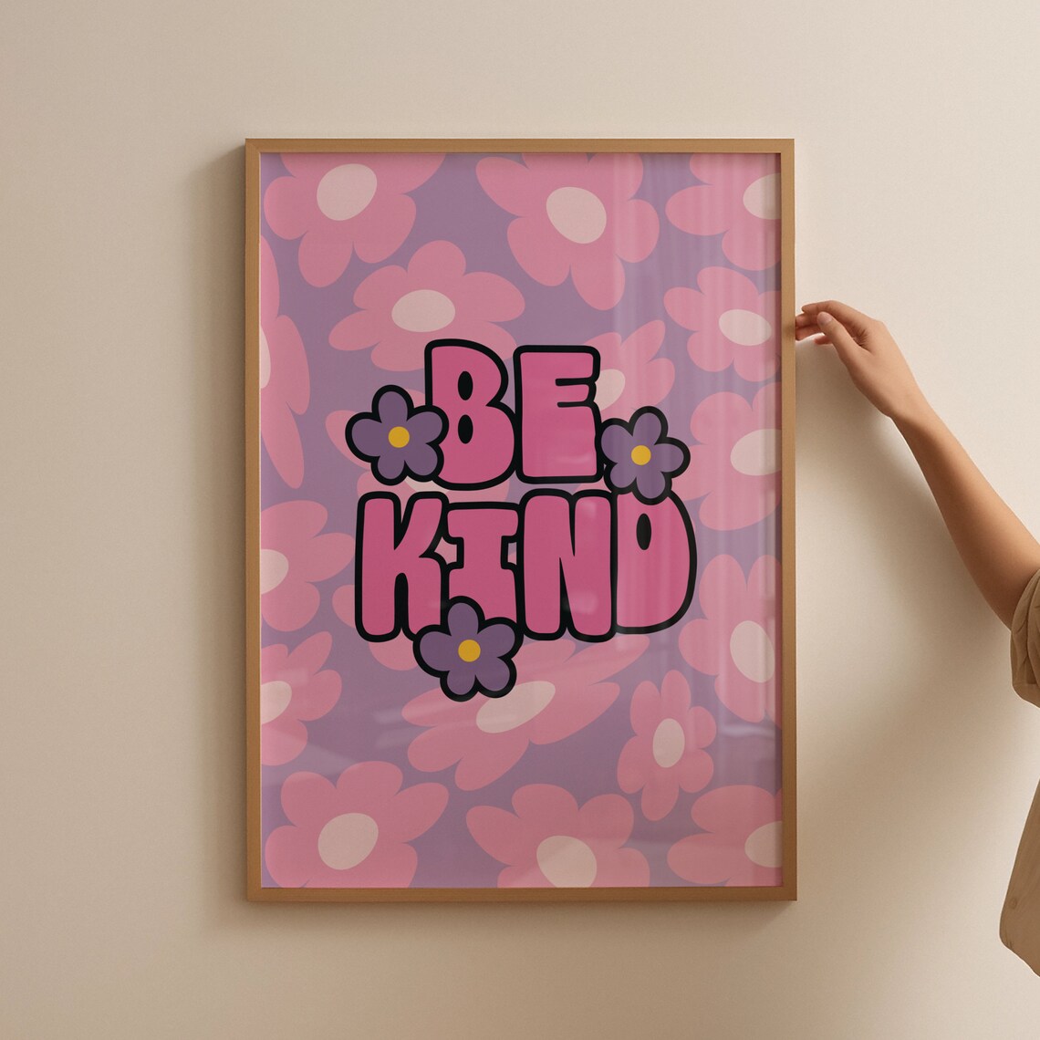 Cute Retro Wall Print Be Kind Print Quote Wall Print Print Retro Wall Art Wall Art Prints - Image 4